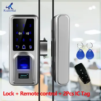 

Fingerprint door lock Glazing Smart Lock Remote Touch Screen Doorbell Office for Glass biometric Door lock access control