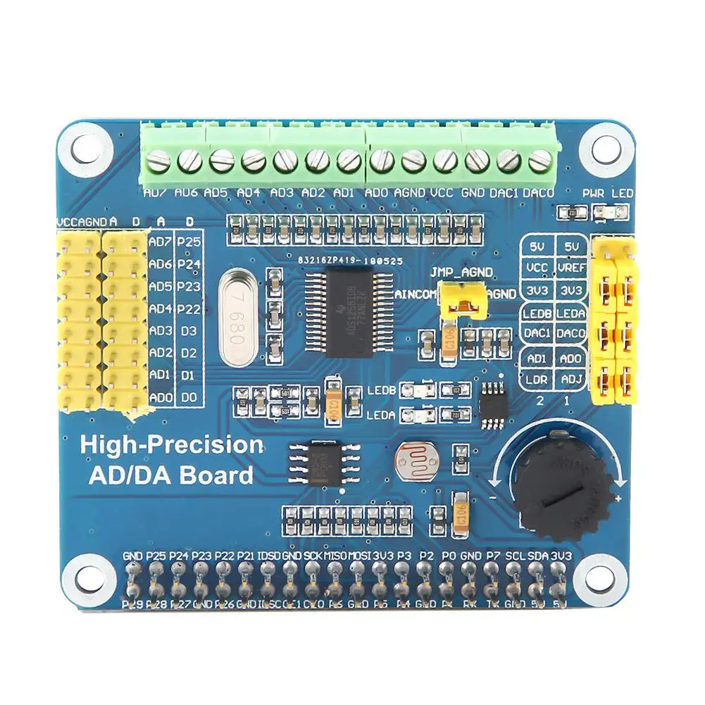 

High Accuracy AD/DA Expansion Board for Raspberry Pi A+/B+/2B/3B/3B+ Hot 2019