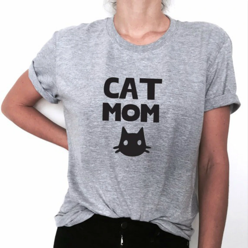 

Women summer cute Cat Mom Letter Print T-shirt Casual Loose O-Neck Tee Tops Short Sleeve Female T-shirts Harajuku Fashion
