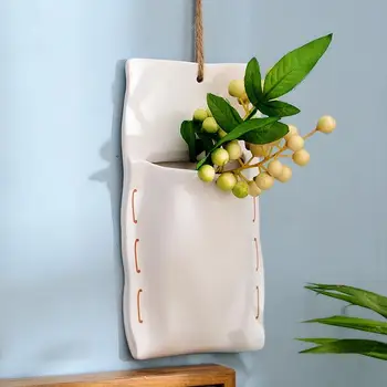 

Wall-Mounted Hydroponic Pot Ceramic Innovative Indoor Hanging Green Dried Flower Simulation Plant For Home gardening office
