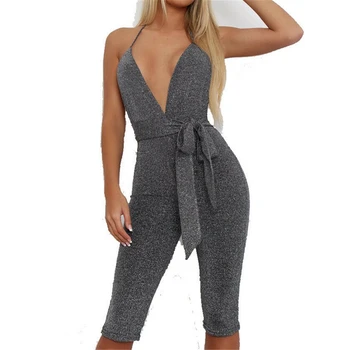 

Women Playsuit Sexy Ladies Rompers Sleeveless Halter Jumpsuit Clubwear Playsuit Bodycon Party Jumpsuit Romper Women Jumpsuits