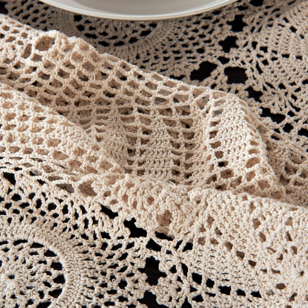 Handmade Crochet Tablecloth Nice Hand Crochet Dinner Round Table Cloth 100% Cotton Many Size Available 5