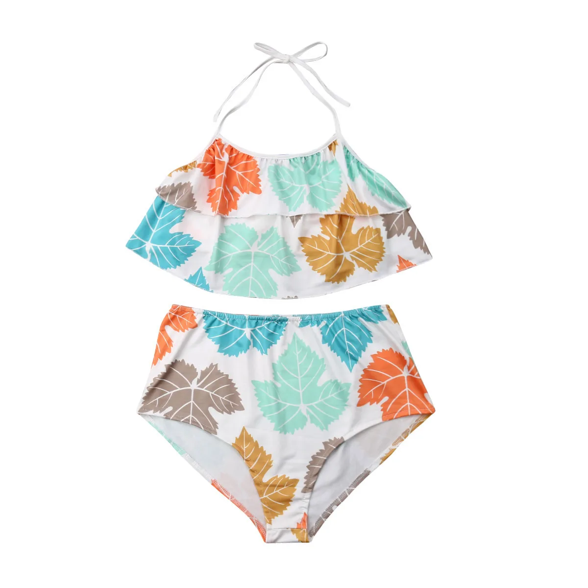 

Mother And Daughter Matched Maple leaf swimwear Womens Girls Beach Swimsuit