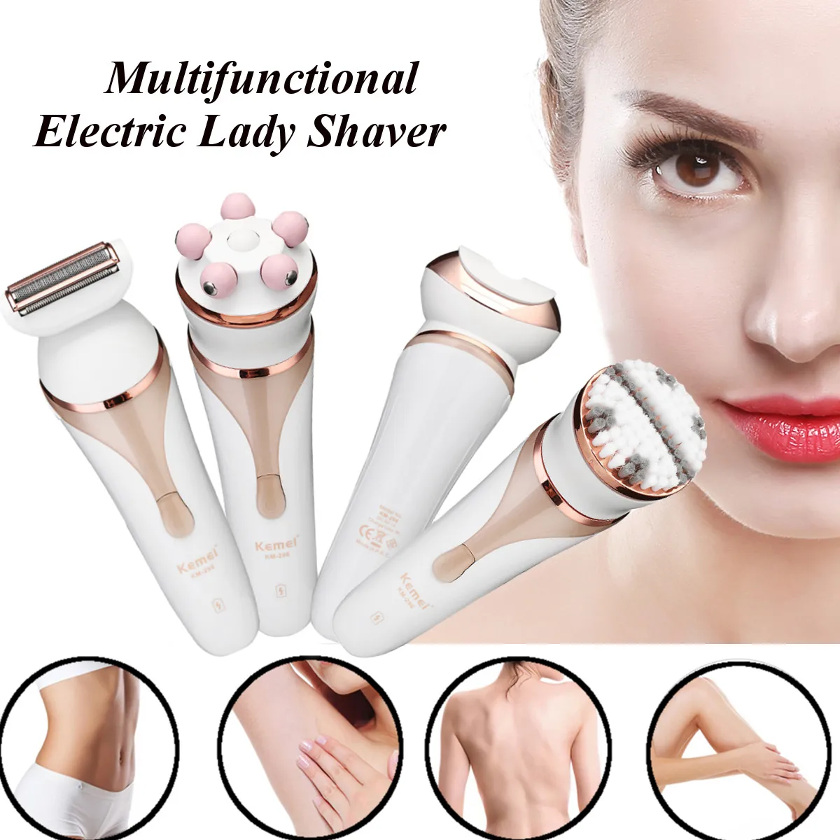

4 in 1 waterproof electric women epilator female trimming remover facial hair removal kit callus foot shaver bikini depilatory