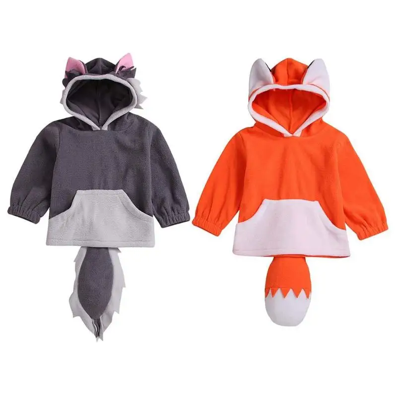 

Cute Fox Pattern Baby Hoodies Boys Girls Long Sleeve Cotton Tops Unisex Kids Soft Warm Sweatshirt with Pocket