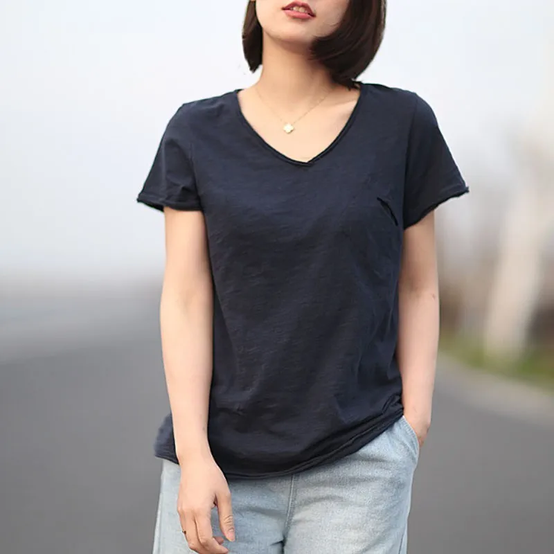 

New 2019 Summer T Shirt Women Tops Tees Cotton Casual T-shirts V-neck Short Sleeve Female T-shirt Fashion Tshirt Top Camisetas