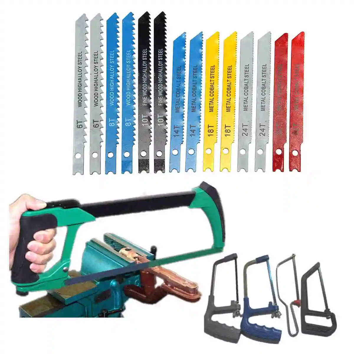DWZ 14Pcs Assorted U shank Jigsaw Blades Metal Plastic Cut Cutting Wood