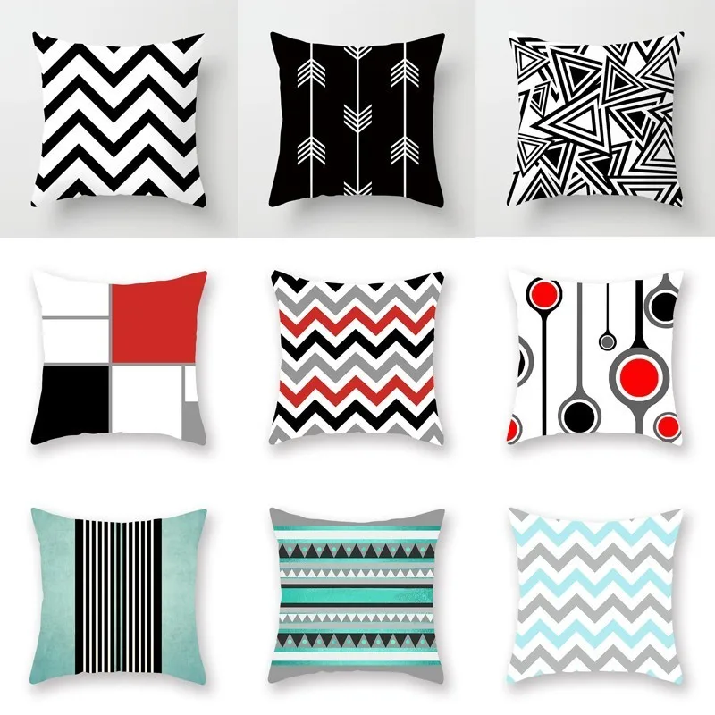 

New Geometric Printed Pillow Case Cover Square 45cm*45cm Polyester Pillowcase Home Decorative Cushion Cover