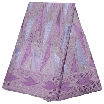 

2019 Latest African cotton Swiss voile lace fabric high quality Swiss voile lace in Switzerland lilac Nigerian dry lace fabrics