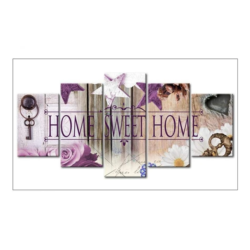 

5D Diamond Painting Full Drill Sweethome Rhinestone Embroidery Picture Home Decor (Purple)