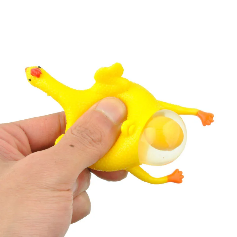 

1Pcs Egg Laying Hens Toy Crowded Stress Ball Vent Chicken Halloween Accessories Funny Gadgets Cute Key-chain Kids Toys