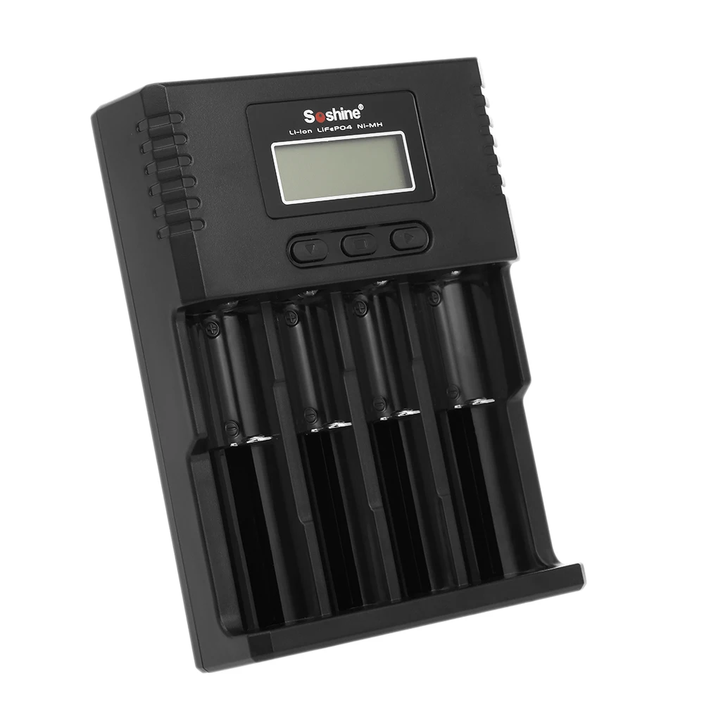 Soshine Universal Intelligent Battery Charger 4 Slots LCD Display Screen for Li-ion LiFePO4 Ni-MH Ni-Cd | Электроника