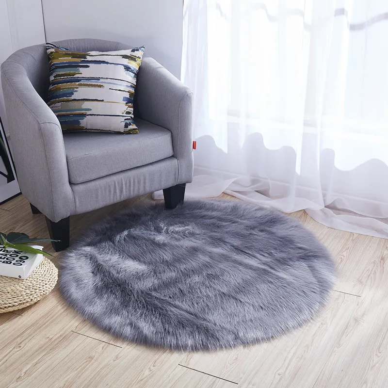 Brief Solid Imitation Wool Round Carpet for Living Room Soft Non-slip Suede Back Kids Bedroom Rug Chair Cushion Home Mat tapete Brief Solid Imitation Wool Round Carpet for Living Room Soft Non-slip Suede Back Kids Bedroom Rug Chair Cushion Home Mat tapete