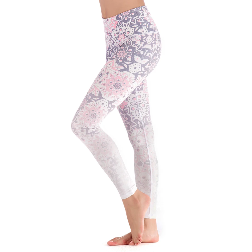 

IRONANT Women Yoga Pants Sports Running Fitness Sports Leggings Running Pants Gym Tights Stretch Print Sportswear Yoga Pink