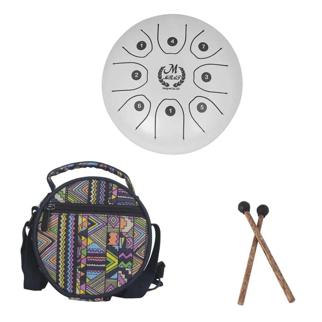 

MMBAT 5.5 inch small size steel tongue drum with C D E F G A B C 8 notes with free case and rubber mallets for children instru