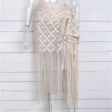 MISS M пляжная юбка с дырками, одежда для защиты от солнца, Женская Летняя Сексуальная кружевная одежда для плавания