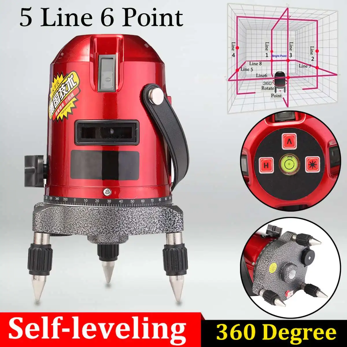

Professional Automatic Self Leveling 5 Line 6 Point Laser Level Measure 635nm