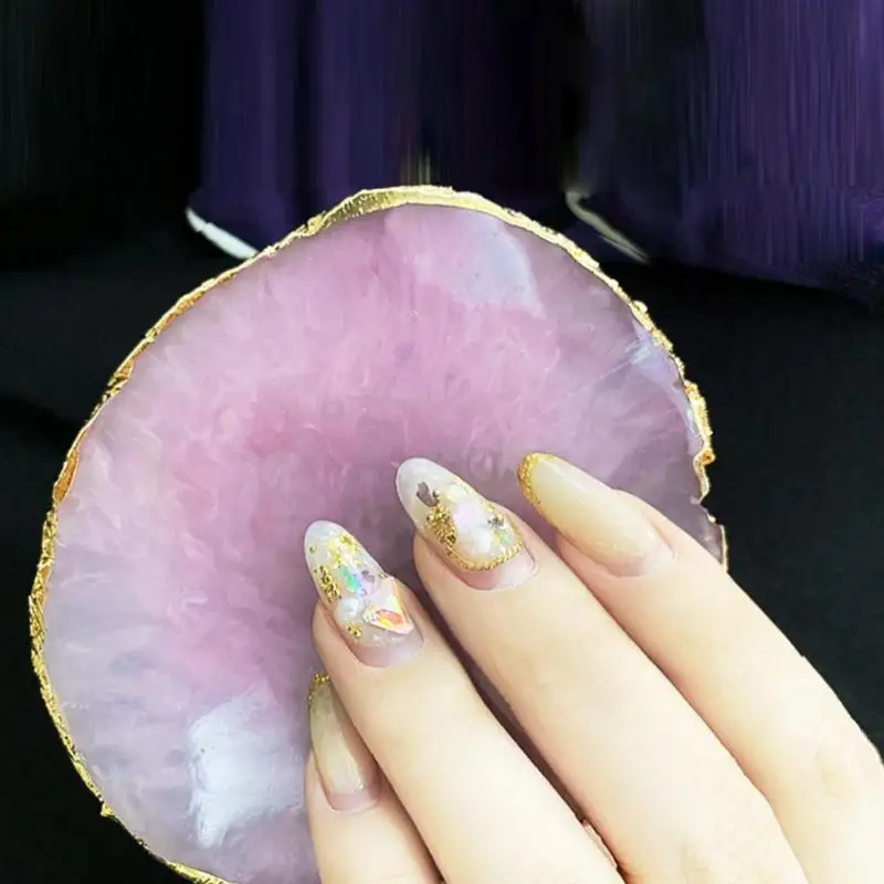 

1pc Natural Resin Agate Nail Art Tools Color Paint Palette Holder Drawing Plate Gel Polish Tips Color Mixing Display