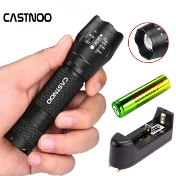 

2019 CASTNOO Zoomable 8000 Lumens T6 LED Tactical Torch Portable Mini Focus Light 3 Modes 18650 Battery Lamp