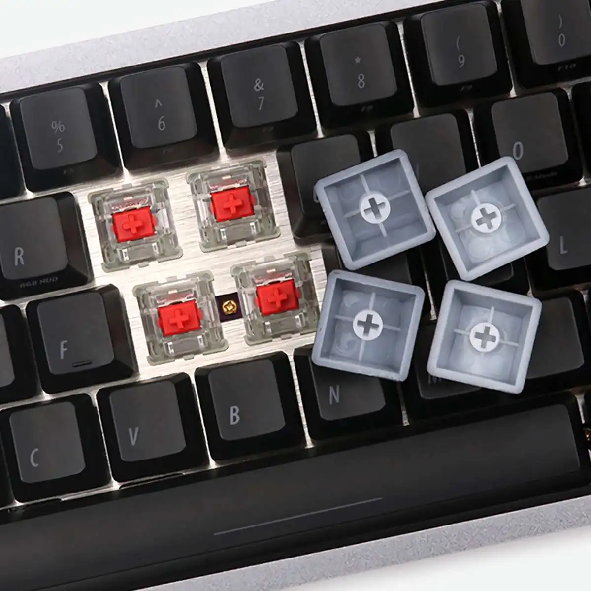  64 Key Light Translucent ABS Keycaps OEM Profile Keycap Set for GK64 Merchanical Gaming Keyboard Ke