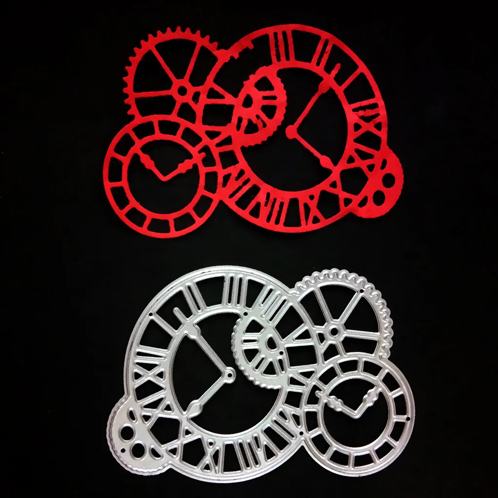 JX LCLYL 1pc 87x60mm Gear Clock Cutting Dies Stencil Paper Cards