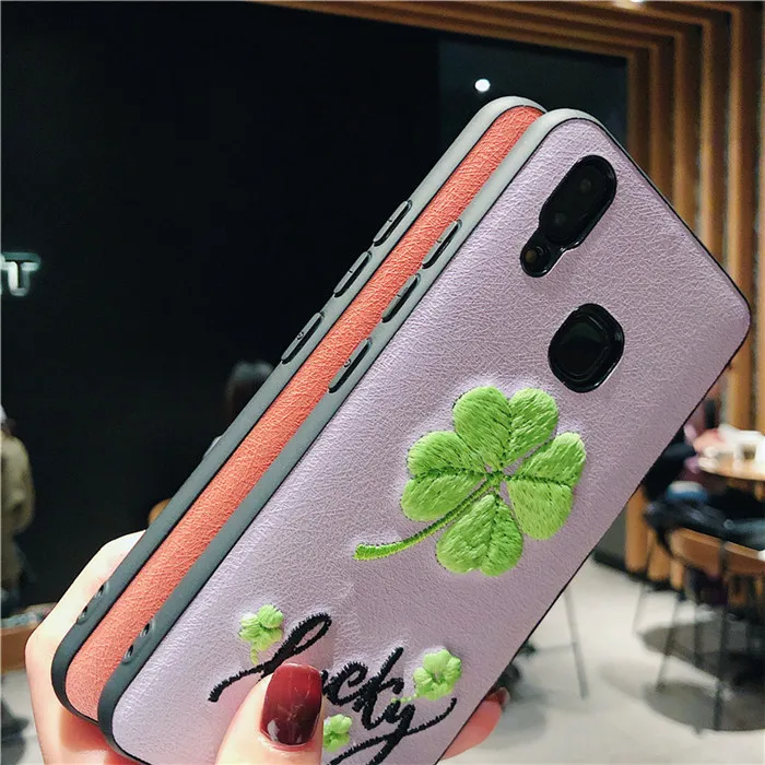 3D вышитый светящийся чехол Lucky Grass для Samsung Galaxy S10 Plus S10E S9 S8 Note 8 9 задний