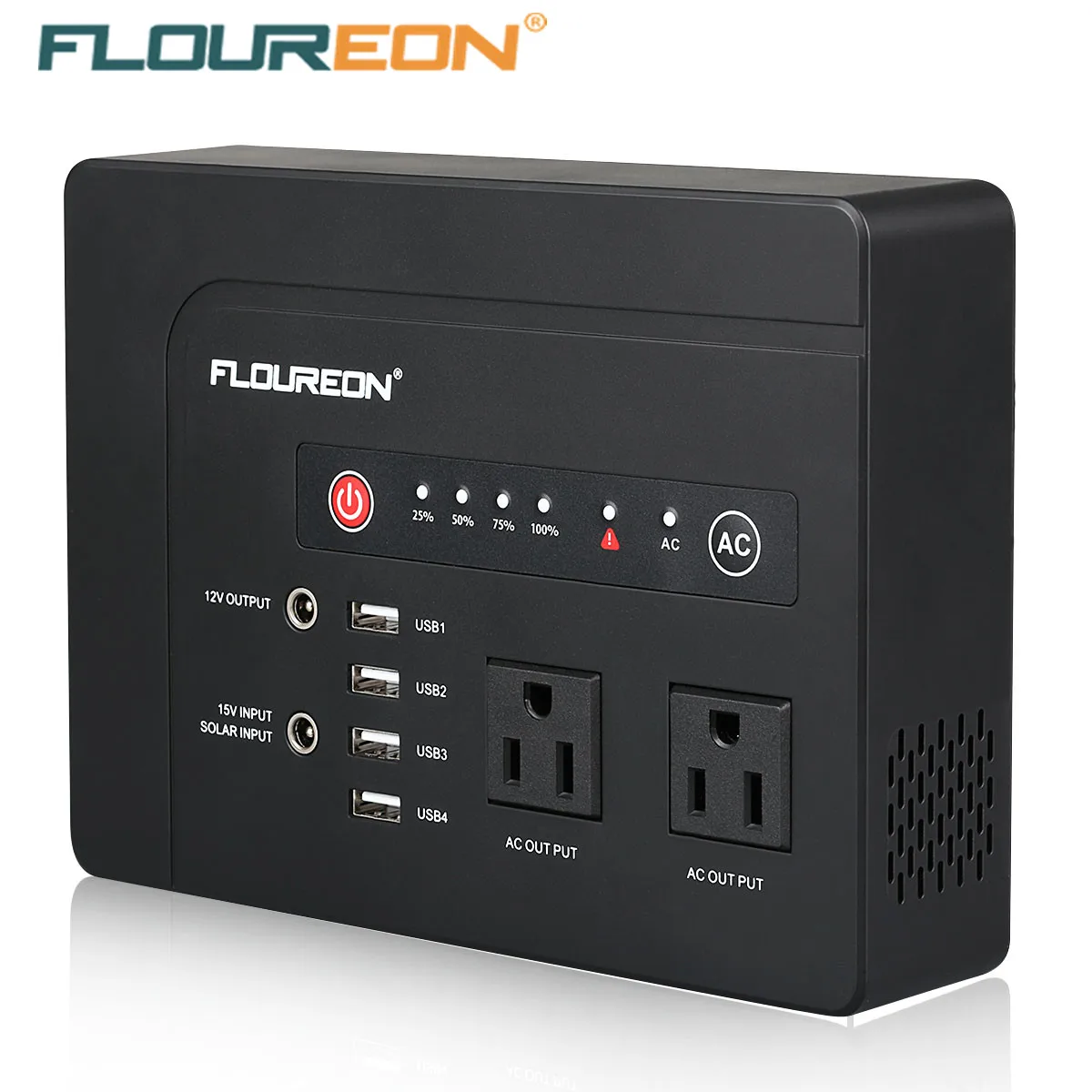 

Floureon 200W Power Bank Box With AC120V DC Outlets 4 USB Ports Solar Input Station Battery For MacBook Laptop Phone Camping