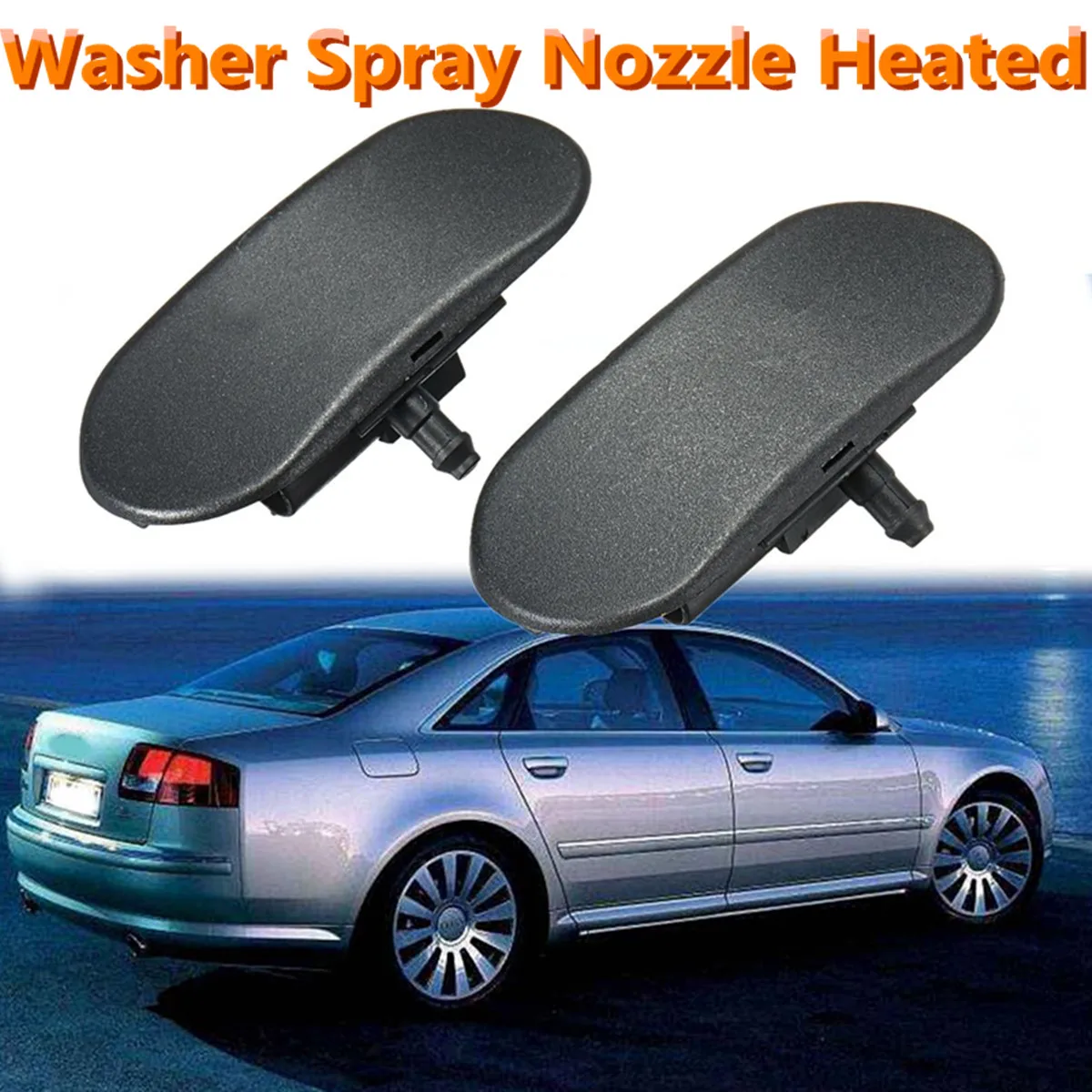 

2Pcs Car Front Windshield Washer Nozzle Jet Heated For Audi A6 S6 Quattro A4 A3 A8 4F0955987A 4F0955988A