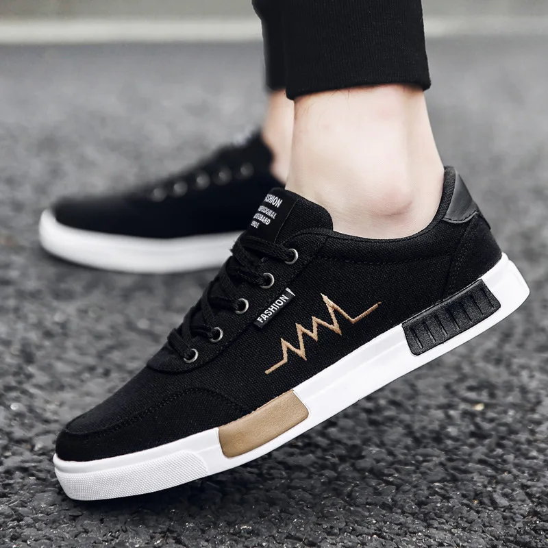 2019 New Spring Summer Canvas Shoes Men Sneakers Low Top Black Shoes Men's Casual Shoes Male Brand Fashion Sneakers
