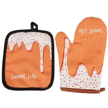 Пончик торт печати анти-скальдинг кухонные перчатки коврик Высокая термостойкая микроволновая теплоизолированная духовка перчатка инструмент для приготовления пищи