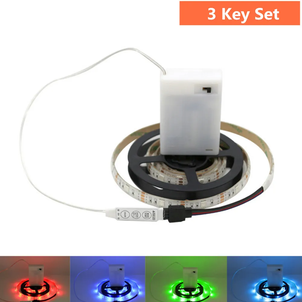 Светодиодная лента 5050 RGB батарейный блок AA 0 5 м 1 2 светодиодная лампа для
