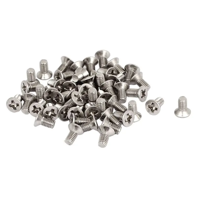 

M3 x 6 mm Slotted Phillips Countersunk Screw Machine Screws, 50 Pcs