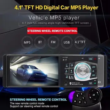 

4.1 Inch 1 DIN Car MP5 Player Bluetooth FM Transmitter Radios Stereo Head Unit With Remote Control Can Be Connected The Camera