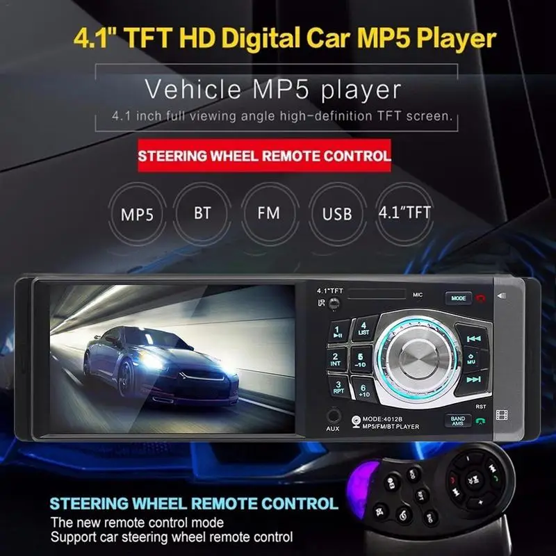 Автомобильный MP5 плеер 4 1 дюйма DIN Bluetooth FM передатчик радио стереоголовное