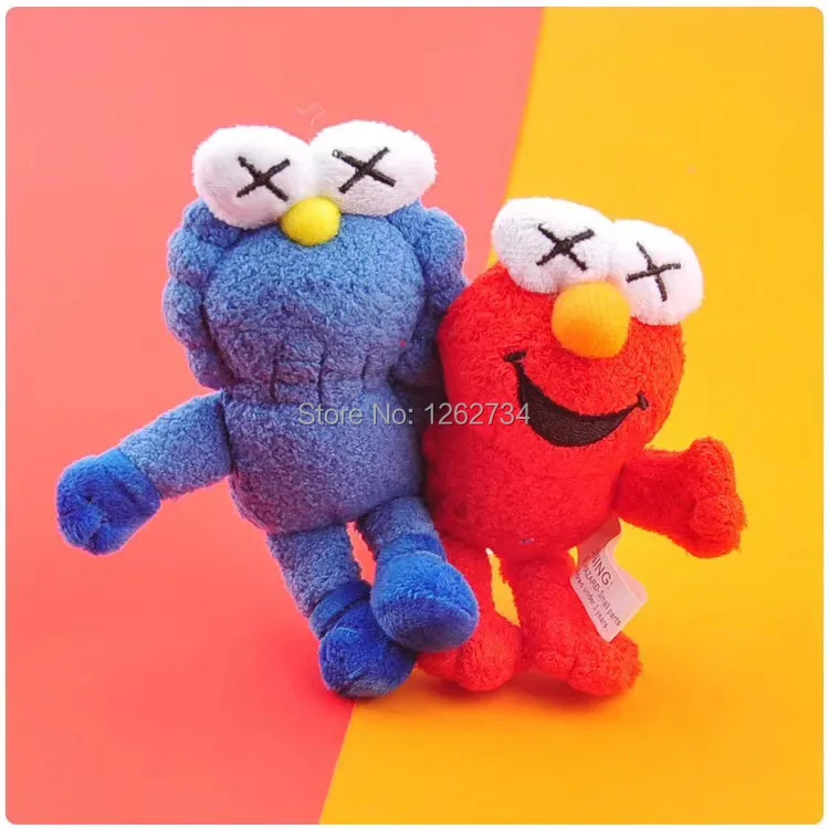 

Cute 2pcs/set Sesame Street Elmo Cookie Monster 13CM Plush Keychain Doll Figure Retail
