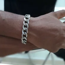 Панковский мужской браслет-цепочка из нержавеющей стали, браслет из оксида серебра, панк, IP пустые новые ювелирные изделия на руку