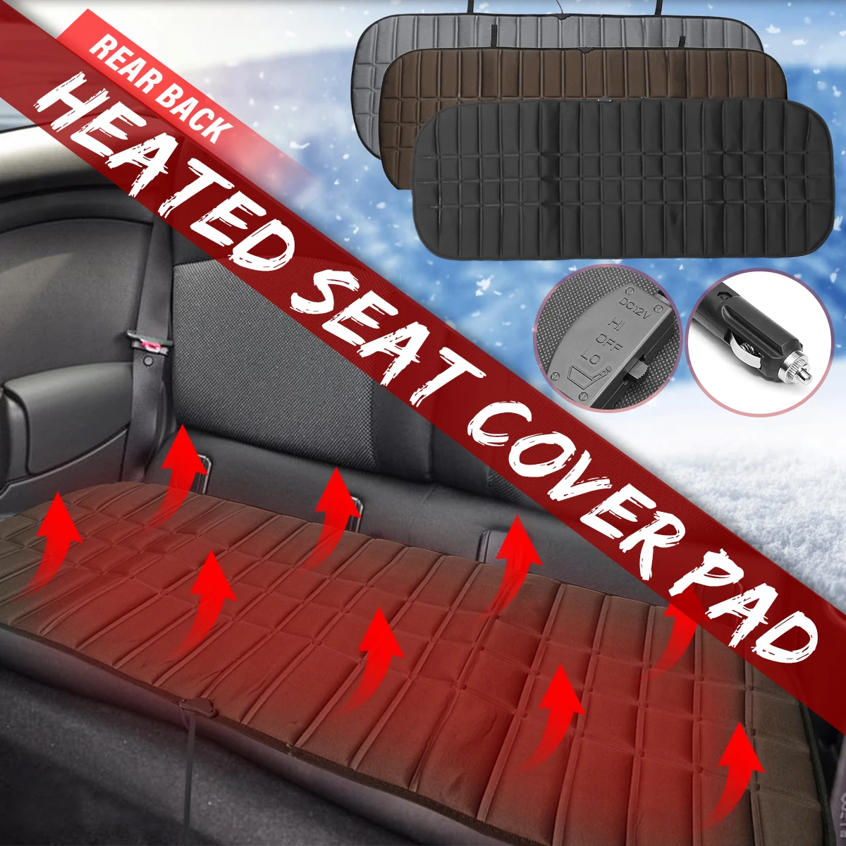 

Black Rear Back Heated Heating Seat Cushion Cover Pad 12v 42W Winter Car Auto Warmer Heater Automotive Accessories
