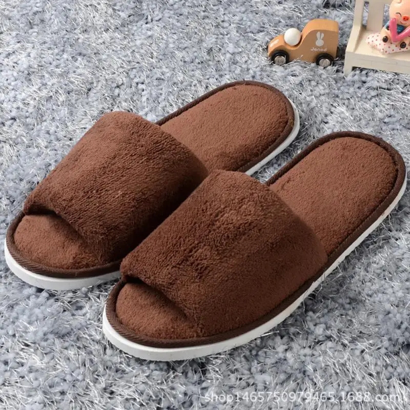 

Women Open Toe Winter Plush Slippers Flip flop Warm Slippers Fleece House Indoor Shoes Plush Slides Shoes Zapatos #1103