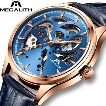 

MEGALITH Mens Watches Automatic Mechanical Watch Sport Clock Waterproof Leather Business Men Wrist Watch Relojes Hombre
