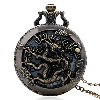 

Large bronze embossed hollow classic Chinese dragon Xiangyun cloud pocket watch ancient wind dragon in the sky