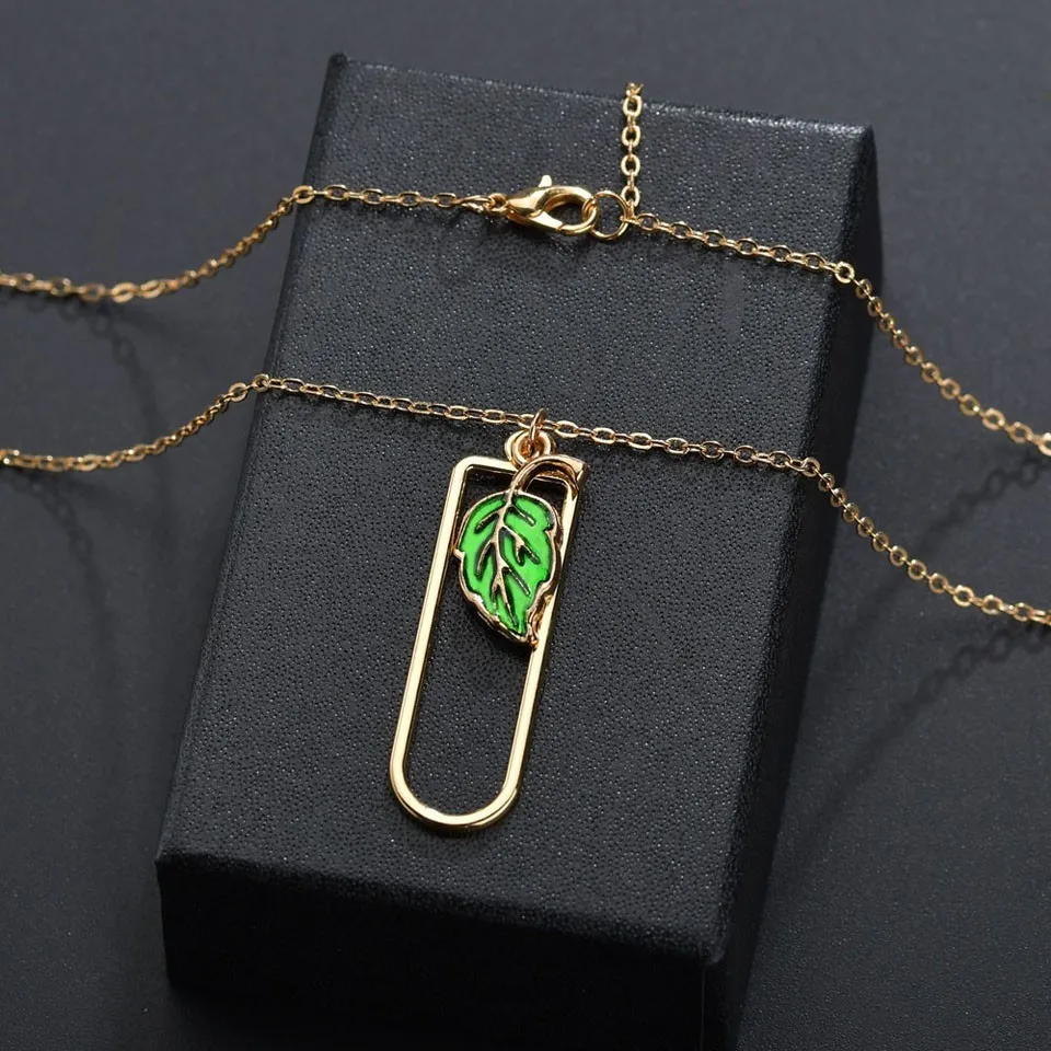 

Colorful Lucky Leaf On Hallow Strip Pendants&Necklaces Women Trendy Pendant Necklace Female Handmade Wedding Jewelry Necklace