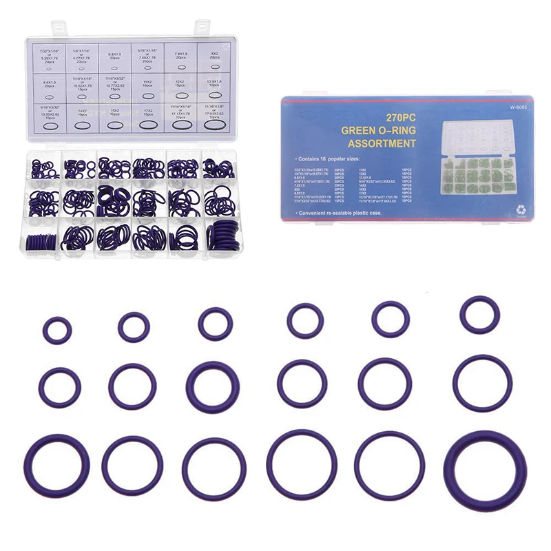 

270x 18 Sizes Car Air Conditioning HNBR O Rings Auto A/C Repair Assortment Set