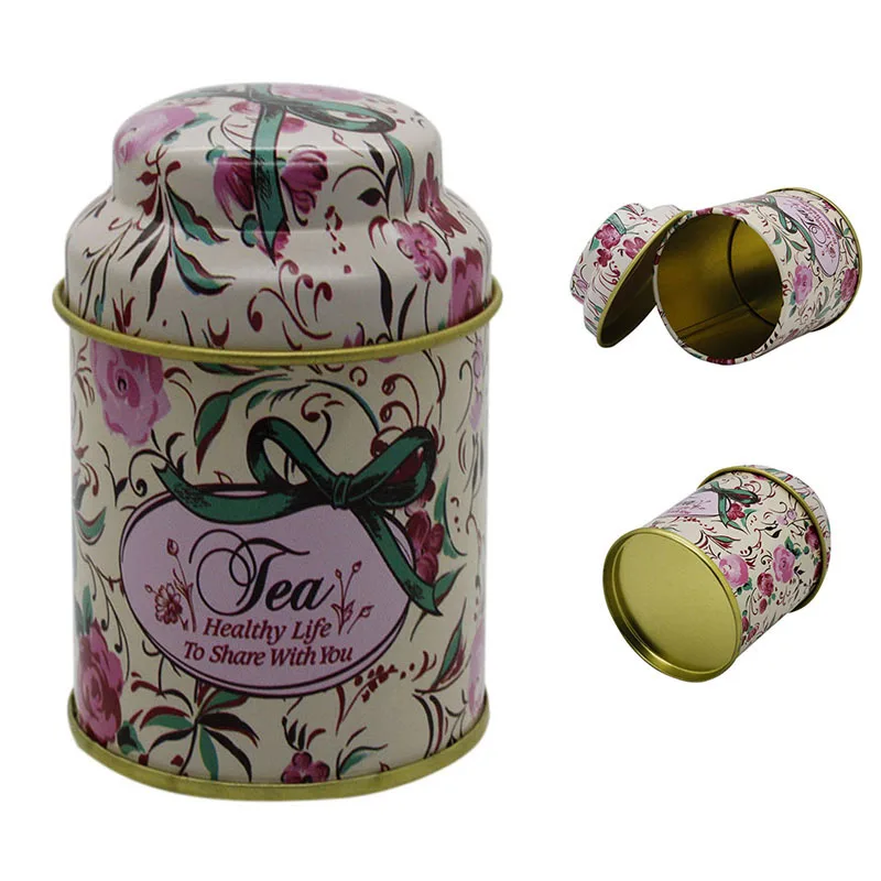  Hot Sale British Style Iron Box Vintage Cosmetic Storage Box with Cover Flower Teas Tin Pill Bottle