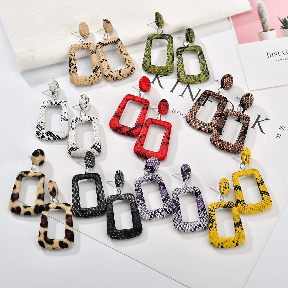 

MESTILO New Oversize Geometric Drop Earrings for Women Punk Vintage Big Statement Earrings Snake Skin Party Jewelry Oorbellen