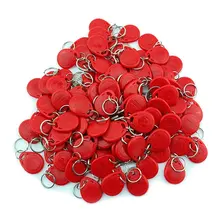 100Pcs 125khz EM4100 Keychains Wholesale NFC RFID Proximity ID Card Token Tags Key Keyfobs Red