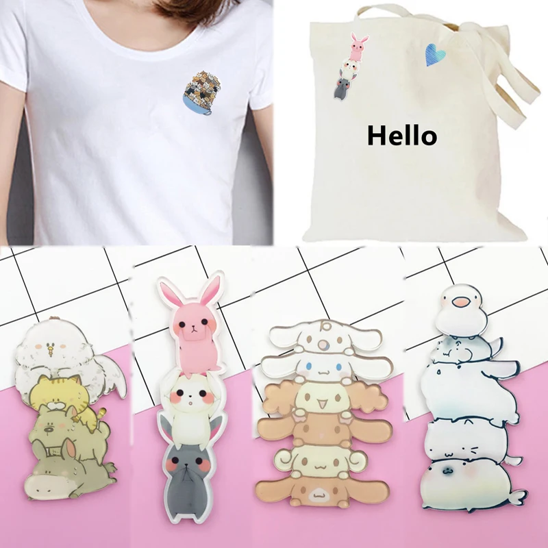 

9 Styles Cute Brooch Badges Harajuku 1PC Sweater Animal Acrylic Cartoon Stacked Cats Gift Skirt Pin Backpack Clothes Accessories