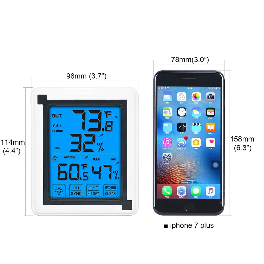

outdoor Room LCD Electronic Temperature Humidity Meter Digital Thermometer Hygrometer Weather Station Alarm Clock transmitter