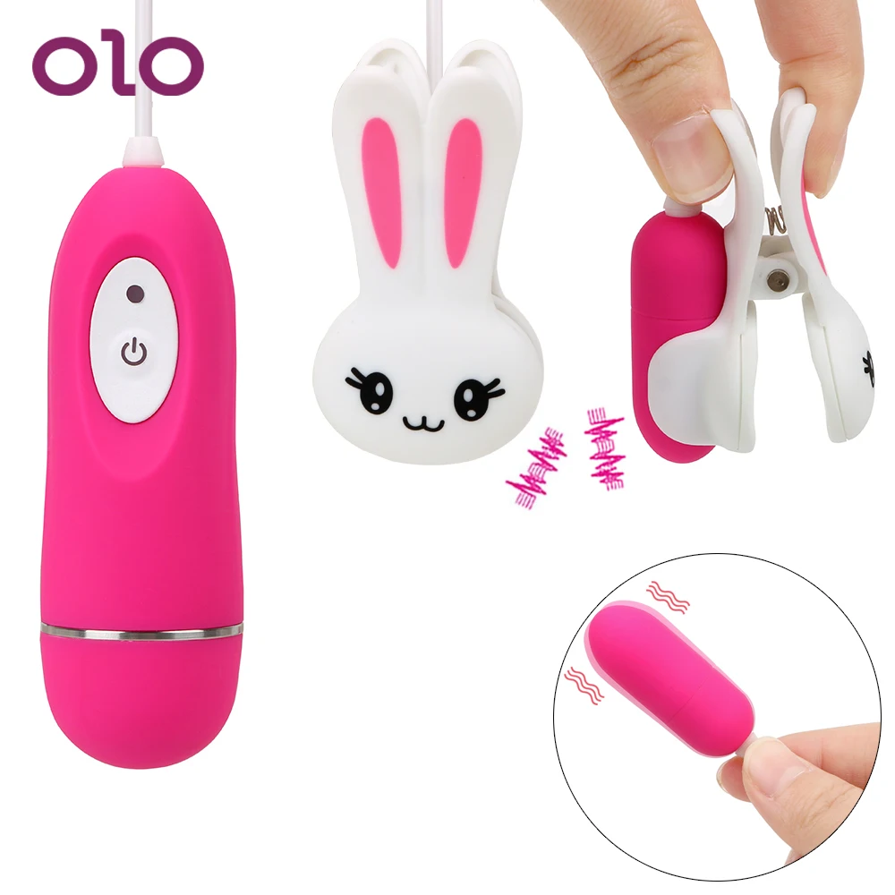 

OLO 10 Speeds Vibrator Nipple Clip Clamps Breast Massage Clitoris Clip Clitoral Stimulation G spot Sex Toys for Women Cute