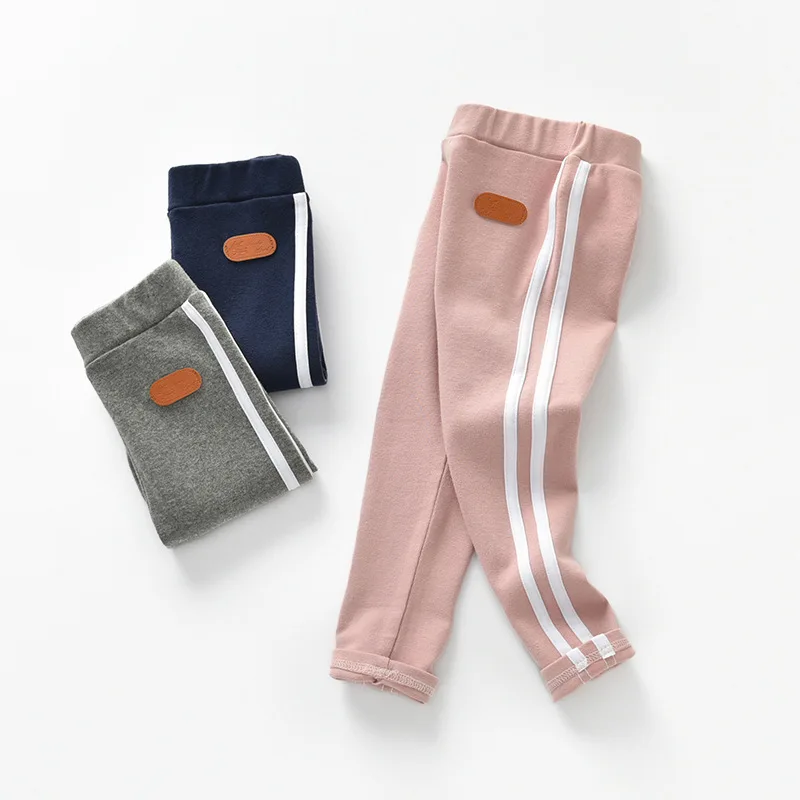 

2018 Autumn New Boys Girls Stripe Trousers Kids Sports Pants Children Soild Color Stretch Elasticity Clothing