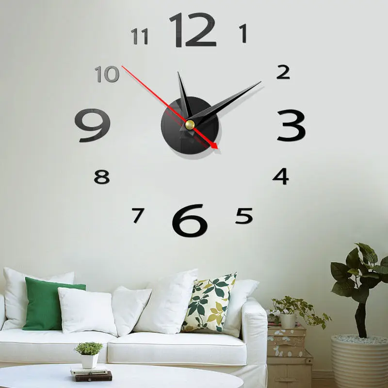 

3D DIY Wall Clock Home Modern Decoration Acrylic Mirror Vinyl Art Digital Clocks Sticker Decals Fashion DIY Living Room Decor